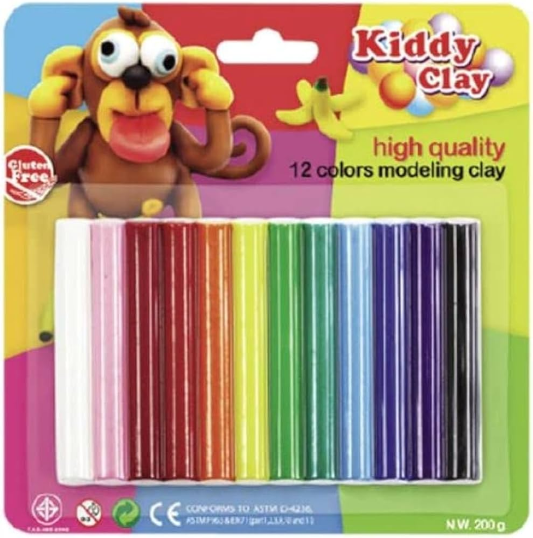 Kiddy Clay Modelling Clay set of 12col Neon KC-ST-200-12N